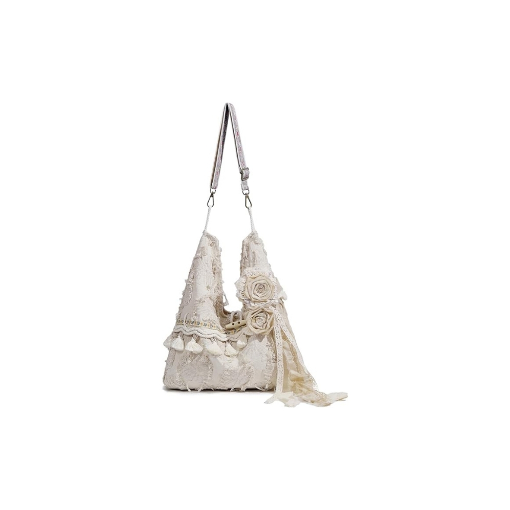 Boho Retro Tote Bag Women Casual Tassel Shoulder Hobo Bag Slouchy Everyday Purse